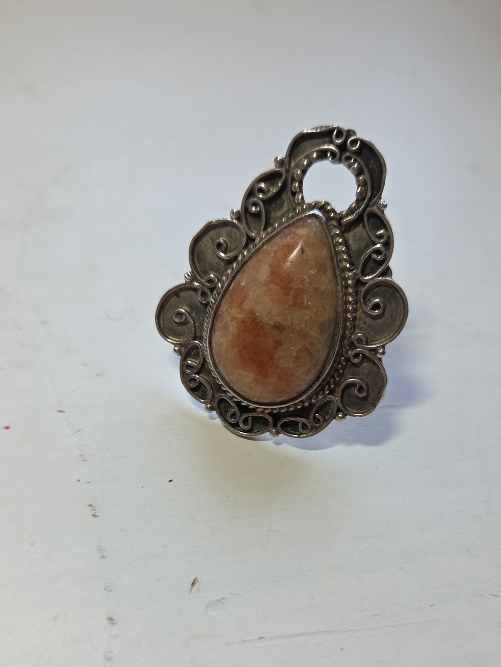 Silver-Plated Morganite Ring Size 7-7.5